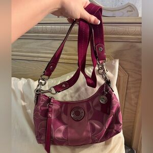 Coach Magenta Signature Fabric Shoulder Bag